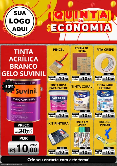 Modelo de Encarte para Encarte A4 Vertical com o tema Quinta da Economia para Tintas e Ferramentas