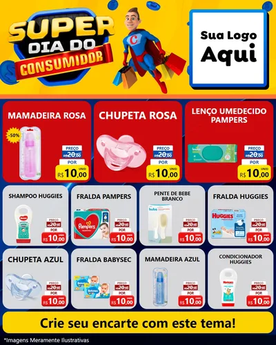 Modelo de Rede Social para Feed Instagram com o tema Super Dia do Consumidor para Bebês