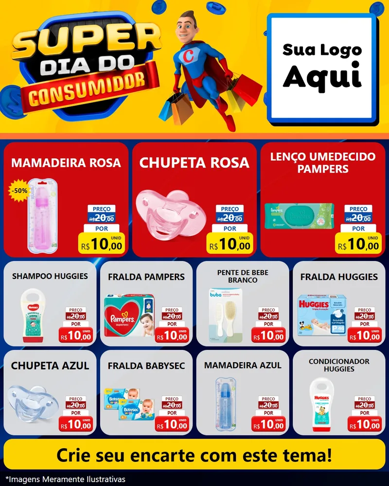 Modelo de Rede Social para Feed Instagram com o tema Super Dia do Consumidor para Bebês