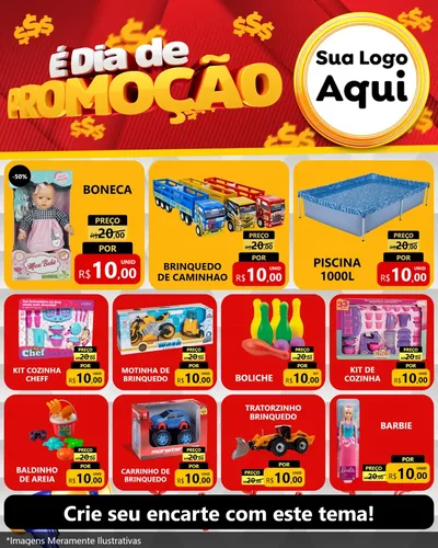 Modelo de Rede Social para Feed Instagram com o tema É Dia De Promoção para Brinquedos