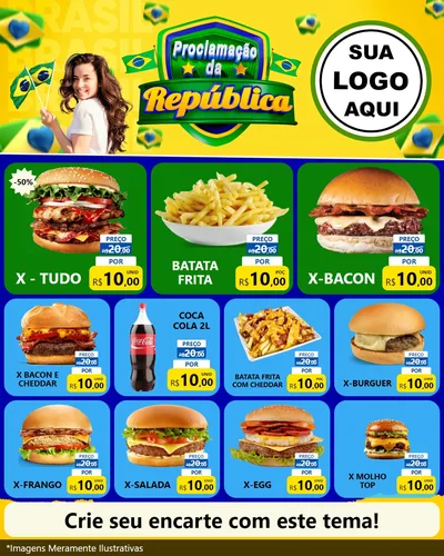 Modelo de Rede Social para Feed Instagram com o tema Proclamação da República para Hamburgueria
