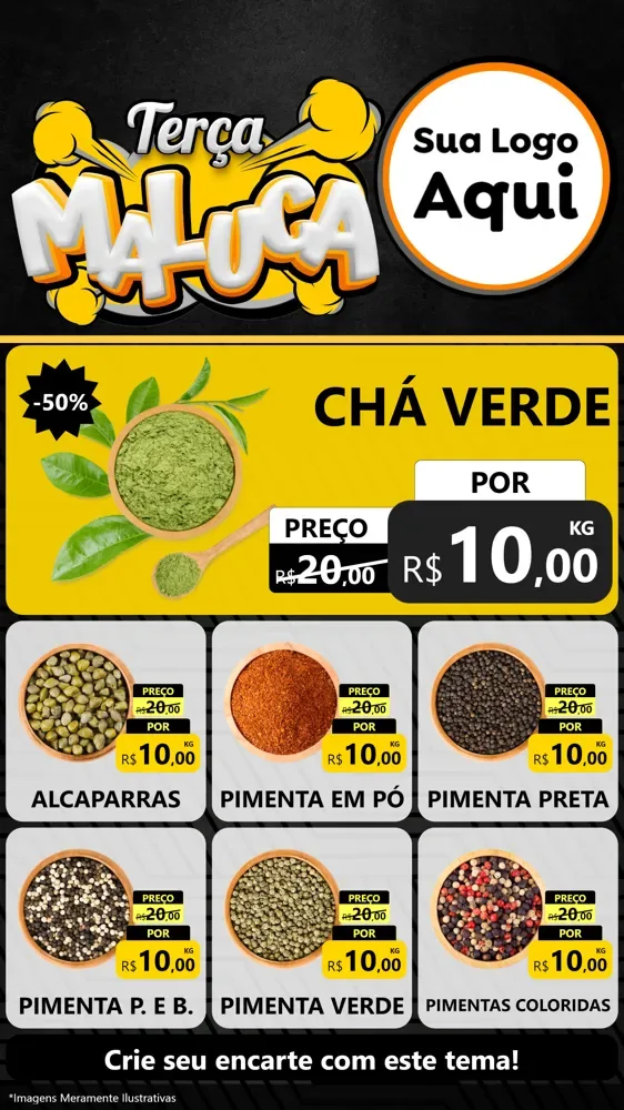 Modelo de Rede Social para Stories com o tema Terça Maluca para Produtos Naturais