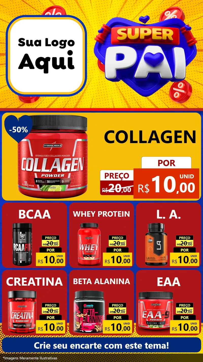 Modelo de Rede Social para Stories com o tema Super Pai para Suplementos alimentares