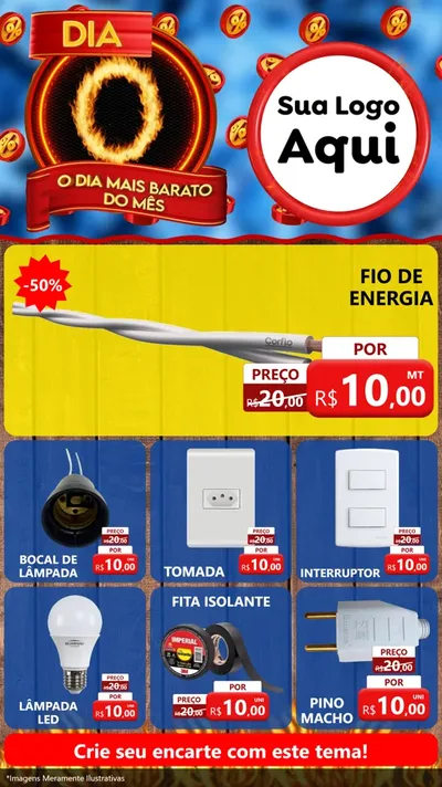 Modelo de Rede Social para Stories com o tema Dia O - O Dia Mais Barato Do Mês para Materiais Elétricos
