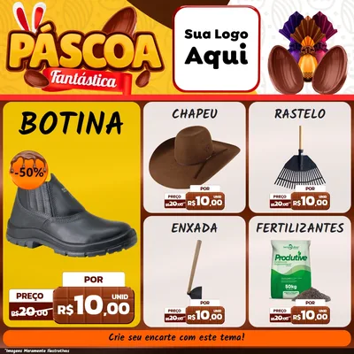 Modelo de Rede Social para Feed Facebook com o tema Páscoa Fantástica para Agropecuária