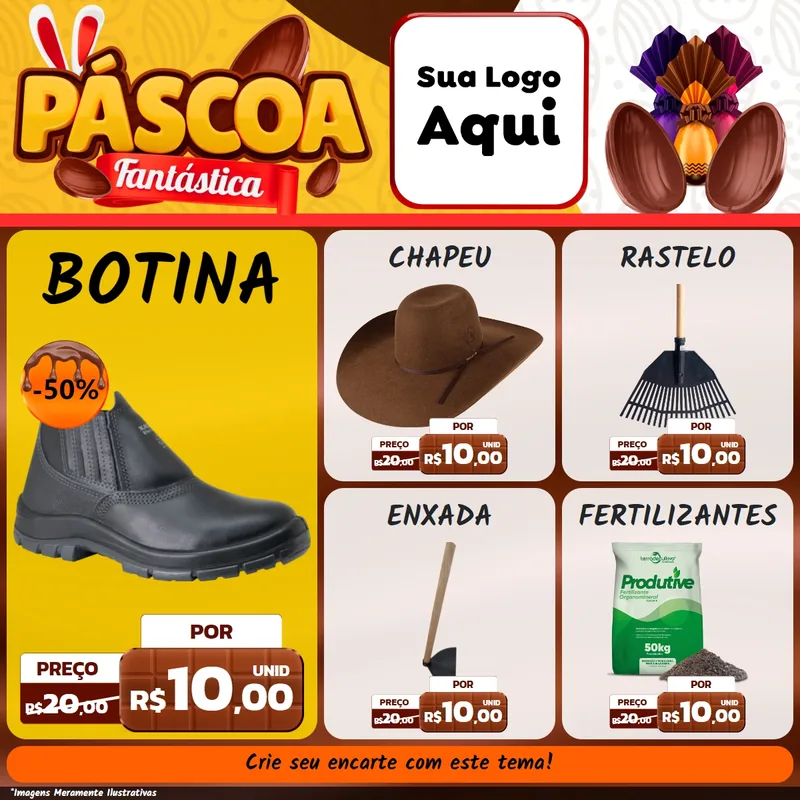 Modelo de Rede Social para Feed Facebook com o tema Páscoa Fantástica para Agropecuária