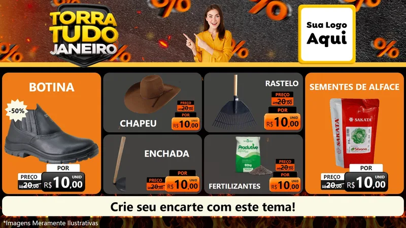 Modelo de TV para TV Horizontal com o tema Torra Tudo Janeiro para Agropecuária