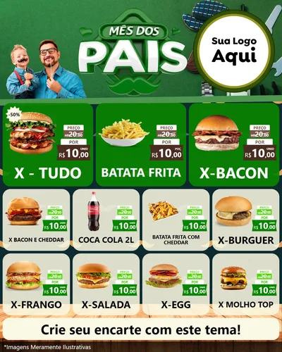Modelo de Rede Social para Feed Instagram com o tema Mês dos Pais para Hamburgueria