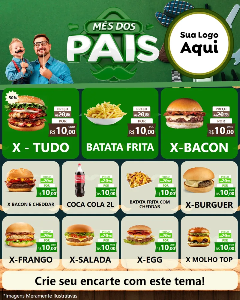 Modelo de Rede Social para Feed Instagram com o tema Mês dos Pais para Hamburgueria