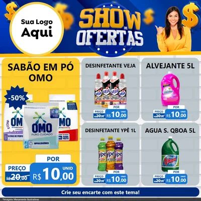 Modelo de Rede Social para Feed Facebook com o tema Show de Ofertas para Produtos de Limpeza