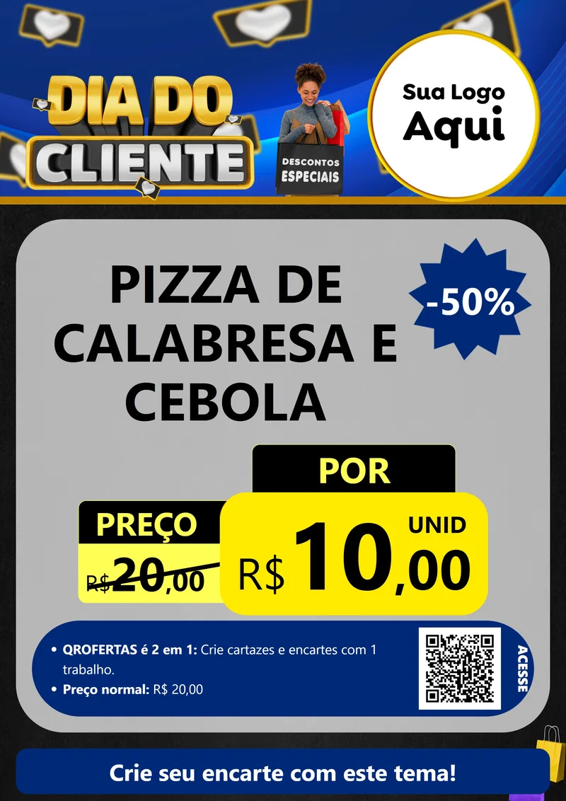 Modelo de Cartaz para Cartaz A4 Vertical com o tema Dia Do Cliente para Pizzaria