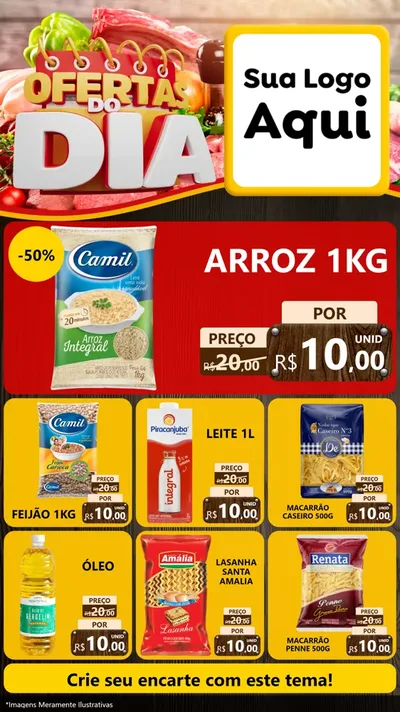 Modelo de Rede Social para Stories com o tema Ofertas do Dia para Supermercado