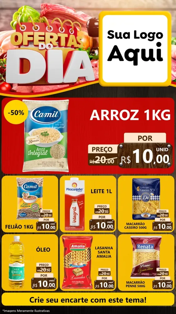 Modelo de Rede Social para Stories com o tema Ofertas do Dia para Supermercado