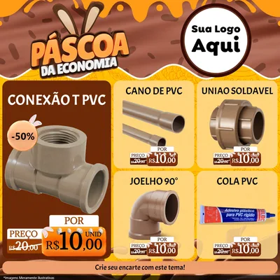 Modelo de Rede Social para Feed Facebook com o tema Páscoa da Economia para Tubos e conexões