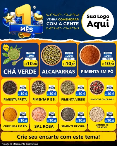 Modelo de Rede Social para Feed Instagram com o tema Um Mês de Aniversário para Produtos Naturais