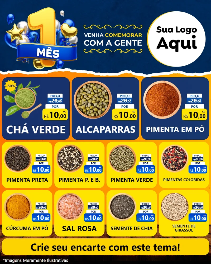 Modelo de Rede Social para Feed Instagram com o tema Um Mês de Aniversário para Produtos Naturais