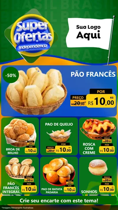 Modelo de Rede Social para Stories com o tema Super Ofertas de Independência para Padaria