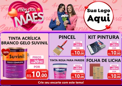 Modelo de Encarte para Encarte A4 Horizontal com o tema Mês Das Mães para Tintas e Ferramentas