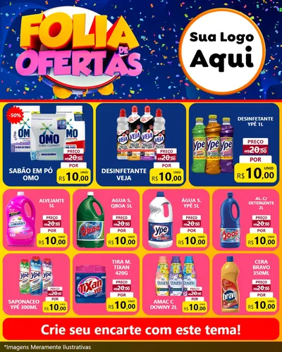 Modelo de Rede Social para Feed Instagram com o tema Folia de Ofertas para Produtos de Limpeza