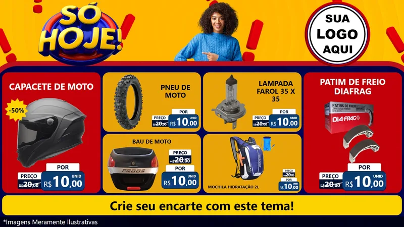 Modelo de TV para TV Horizontal com o tema Só Hoje! para Moto peças