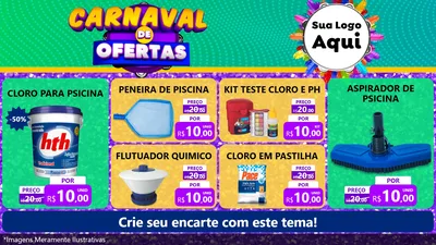 Modelo de TV para TV Horizontal com o tema Carnaval de Ofertas para Produtos para Piscina