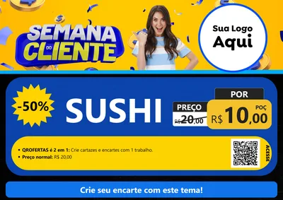 Modelo de Cartaz para Cartaz A4 Horizontal com o tema Semana do Cliente para Comida japonesa