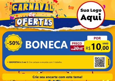 Modelo de Cartaz para Cartaz A4 Horizontal com o tema Carnaval de Ofertas para Brinquedos