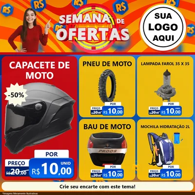 Modelo de Rede Social para Feed Facebook com o tema Semana de Ofertas para Moto peças
