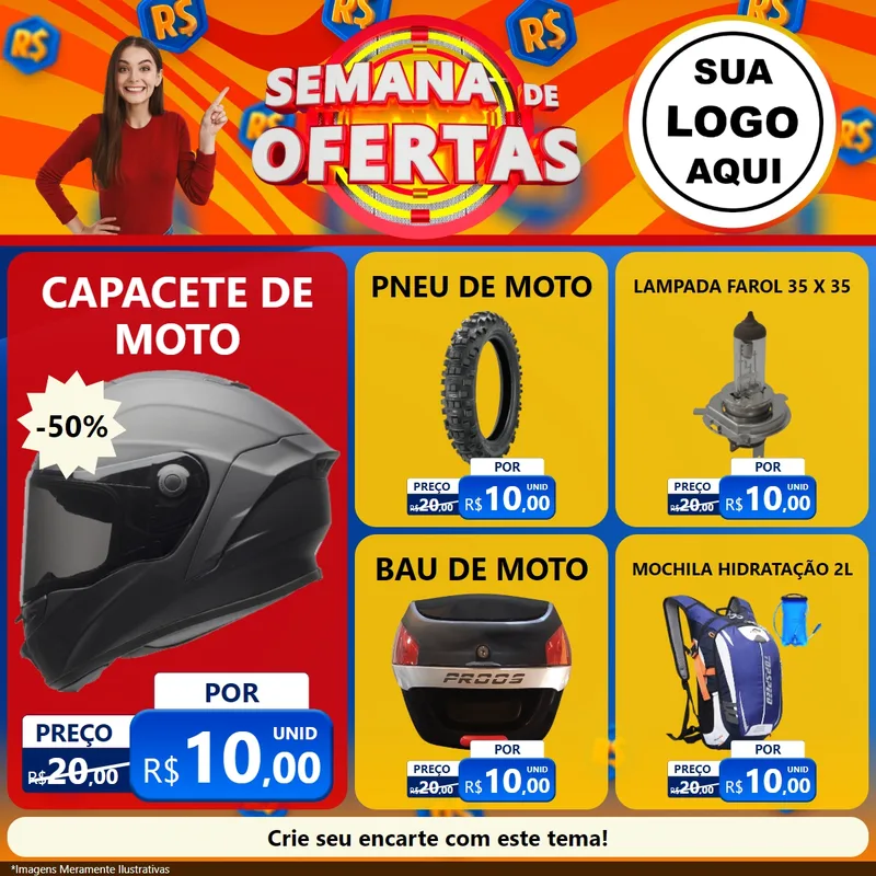 Modelo de Rede Social para Feed Facebook com o tema Semana de Ofertas para Moto peças