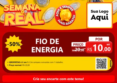 Modelo de Cartaz para Cartaz A4 Horizontal com o tema Semana do Real para Materiais Elétricos