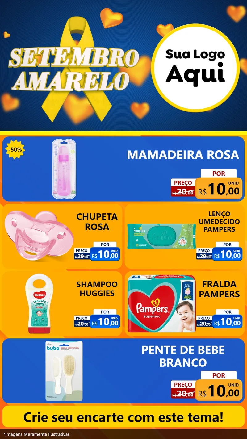 Modelo de TV para TV Vertical com o tema Setembro Amarelo para Bebês