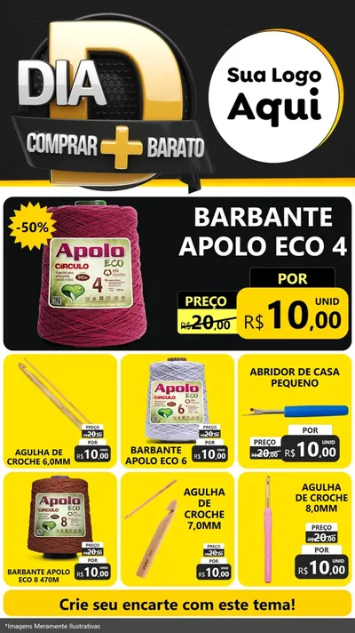 Modelo de Rede Social para Stories com o tema Dia D Mais Economia para Armarinho e Aviamentos