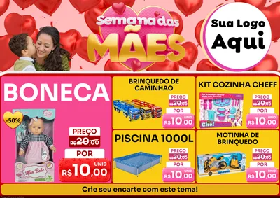 Modelo de Encarte para Encarte A4 Horizontal com o tema Semana Das Mães para Brinquedos