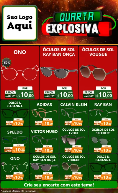 Modelo de Encarte para Encarte Grande com o tema Quarta Explosiva para Óticas