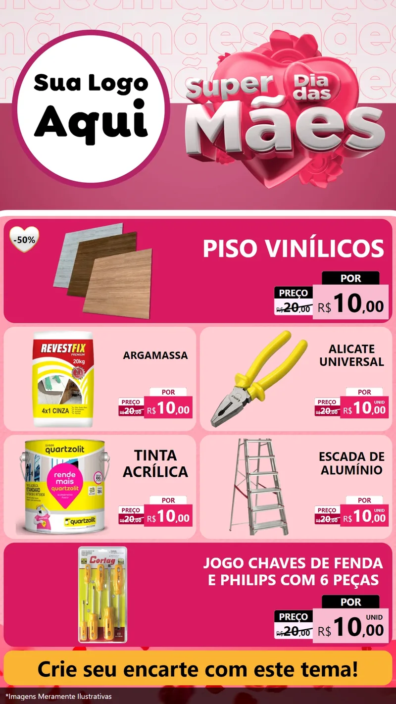 Modelo de TV para TV Vertical com o tema Super Dia Das Mães para Material para Construção