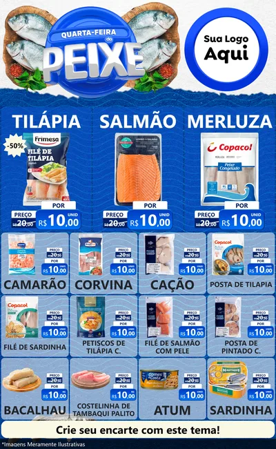 Modelo de Encarte para Encarte Grande com o tema Quarta-Feira do Peixe para Peixaria