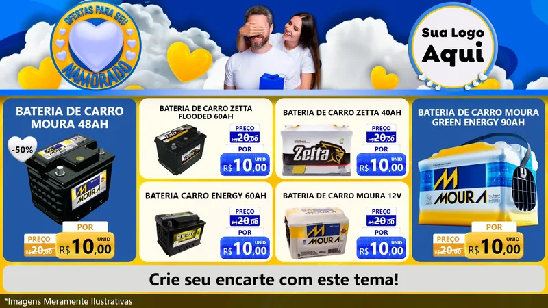 Modelo de TV para TV Horizontal com o tema Ofertas Para Seu Namorado para Baterias Elétricas