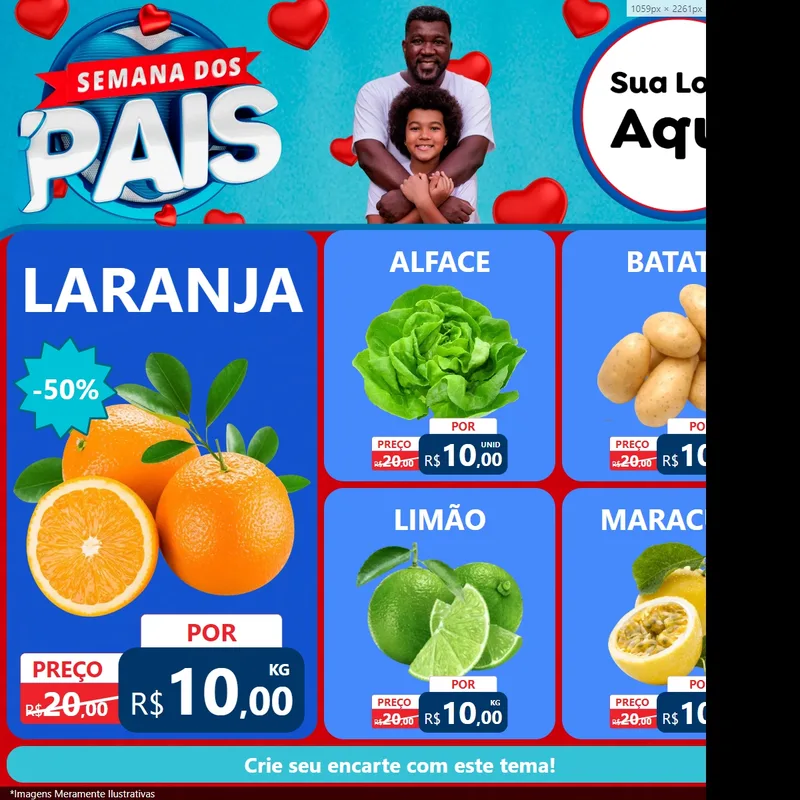 Modelo de Rede Social para Feed Facebook com o tema Semana Dos Pais para Hortifrúti