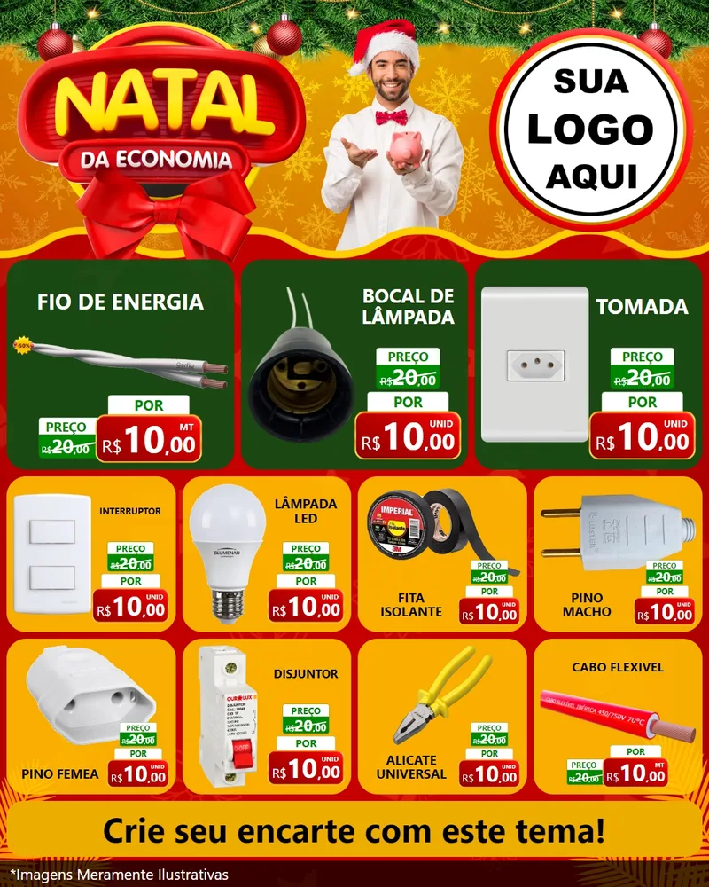 Modelo de Rede Social para Feed Instagram com o tema Natal da Economia para Materiais Elétricos
