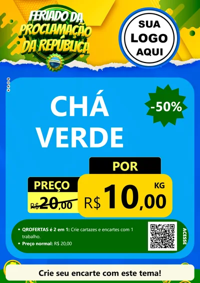 Modelo de Cartaz para Cartaz A4 Vertical com o tema Feriado da Proclamação da República para Produtos Naturais