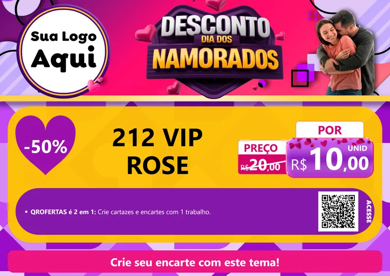 Modelo de Cartaz para Cartaz A4 Horizontal com o tema Desconto Dia dos Namorados para Perfumes