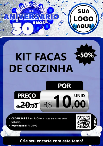 Modelo de Cartaz para Cartaz A4 Vertical com o tema Promoção de Aniversário - 30 Anos para Utilidades Domésticas
