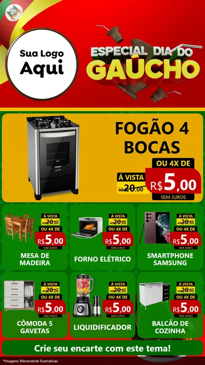 Modelo de Rede Social para Stories com o tema Especial Dia do Gaúcho para Móveis e Eletro