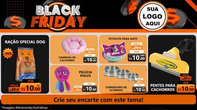 Modelo de TV para TV Horizontal com o tema Black Friday para Pet Shop