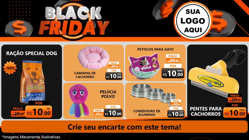 Modelo de TV para TV Horizontal com o tema Black Friday para Pet Shop