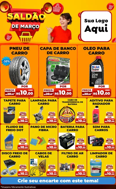 Modelo de Encarte para Encarte Grande com o tema Saldão de Março para Auto peças