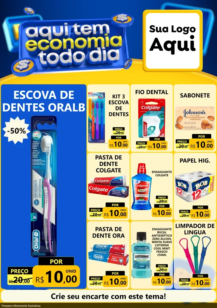 Modelo de Encarte para Encarte A4 Vertical com o tema Aqui Tem Economia Todo Dia para Higiene Pessoal