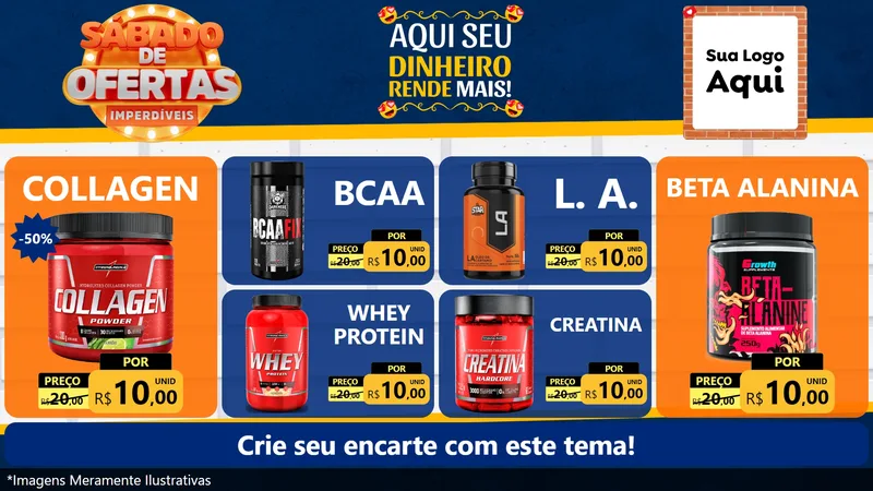 Modelo de TV para TV Horizontal com o tema Sábado de Ofertas Imperdíveis para Suplementos alimentares