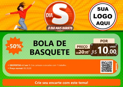 Modelo de Cartaz para Cartaz A4 Horizontal com o tema Dia S - O Dia Mais Barato para Artigos Esportivos