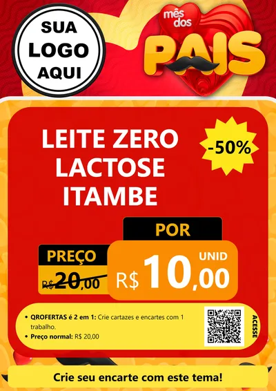 Modelo de Cartaz para Cartaz A4 Vertical com o tema Mês Dos Pais para Frios e Laticínios
